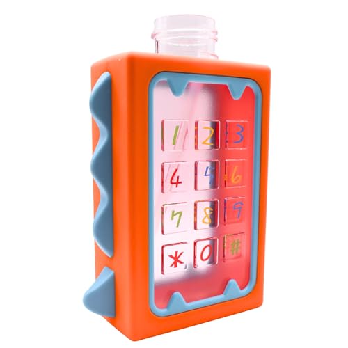 Twisoo Dino Design Water Bottle for Kids, Leak-Proof Tritan Bottle with Portable Strap, BPA-Free Design, Kids Reusable Non Spill Perfect for School or Travel 480ml (Orange)