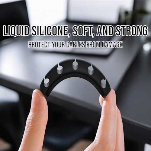 CIRCUIT GREEN 5-Pack Cable Clips, Black Self-Adhesive Cord Organizers, Perfect for Desk, Nightstand, Phone Charger, Computer, TV, Home & Office Cable Management (1, 1, 3, 5, 7 Slots)