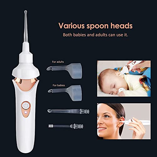 5-In-1 Electric Ear Scoop Electric Children's Safety Painless Earwax Remover Cordless Vacuum Ear Wax Cleaning Toolpainless Ear Cleaning Tool for Wholefamily,Gray