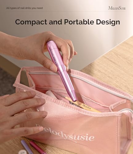 MelodySusie Electric Nail Drill Machine,PC120I Portable Electric Nail File Efile Set for Acrylic Gel Nails, Manicure Pedicure Tool with Nail Drill Bits Sanding Bands Dust Brush (Purple)