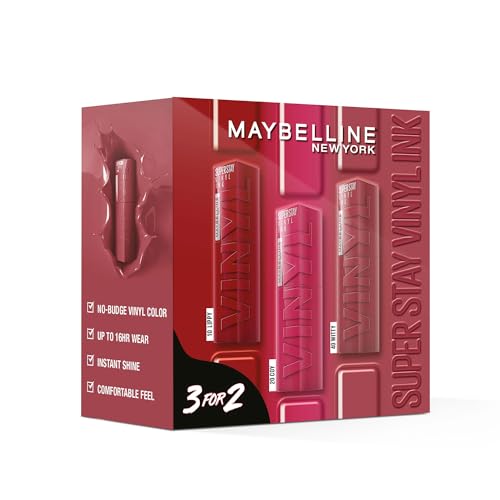 Maybelline New York - SuperStay Vinyl Ink Lipstick 3 PIECES SET (COY, LIPPY, WITTY)