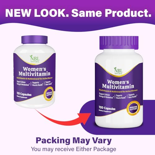 NBL Natural Women's Multivitamin, 120 Capsules, Supports Energy, Muscle, Bone Health, Immune Support
