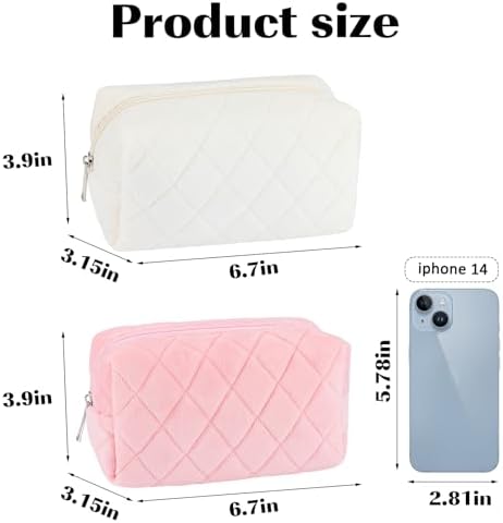 ZLFSRQ 3Pcs Checkered Makeup Bag for Women Large Cosmetic Bag Set Travel Toiletry Bag Makeup Pouch Bag for Purse Pink Zipper Storage Bag Organizer Cute Small Aesthetic Girls Car Essentials Bag