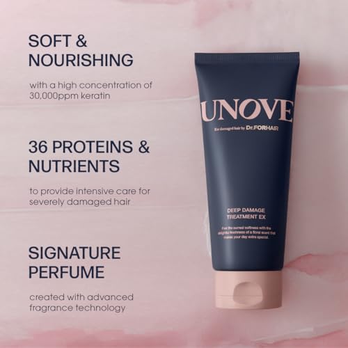 UNOVE Deep Damage Hair Treatment Mask Ex 207 ml/7fl.oz | Premium Nourishing Hair Mask | Conditioner for Dry Frizzy Damaged Hair with Keratin-PF | Strengthening & Hydrating