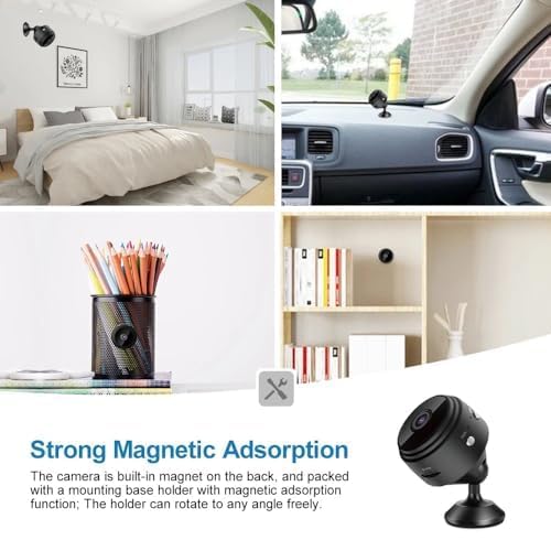 Broski WiFi Sticking Wireless Spy Hidden HD 1080P Portable Round Camera, Indoor Security Camera, Motion Detection, Instant Notifications Night Vision Camera (Black)