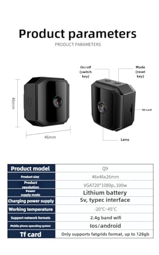 Wireless Security Camera for Home, Cordless HD Night Vision WiFi Camera with Mobile Remote Viewing, Motion Detection & Cloud Storage - No Drill Installation Indoor/Outdoor (-20°C~45°C)