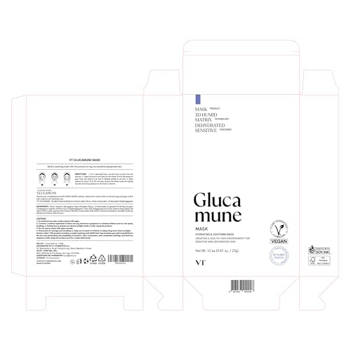 VT COSMETICS Glucamune Mask | Vegan mucin, Soothing & Calming, For All Skin Types10pcs