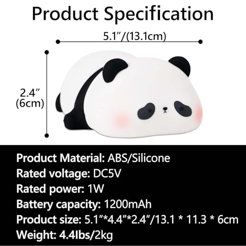 Khazna Cute Panda Night Light, LED Squishy Novelty Animal Night Lamp, Nursery Nightlight for Breastfeeding Toddler Baby Kids Decor, Cool Gifts for Kids