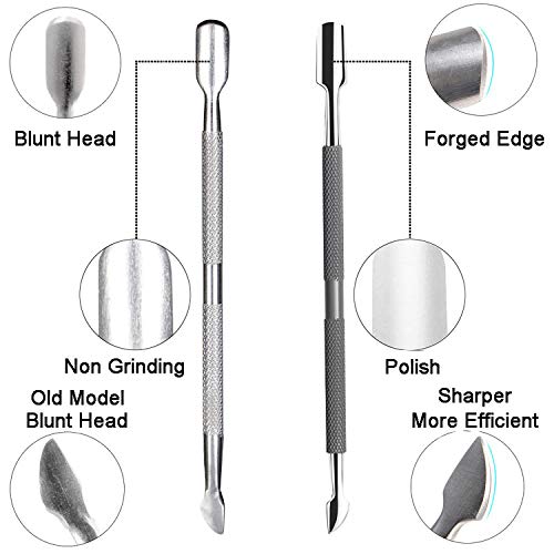 Ejiubas Cuticle Trimmer With Pusher - Professional Stainless Steel Remover, Nipper, Cutter, Clipper - Durable Pedicure Manicure Tools for Fingernails and Toenails - Gray