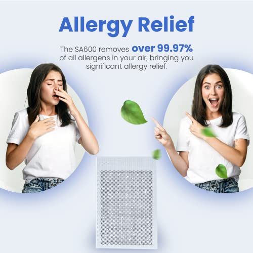 SMART HEALTH Air SA600 Air Purifier - High Performance, Compact, Dual-Inlet HEPA Air Purifier for Clean Air with 99.97% H13 HEPA Filters and Carbon Filters