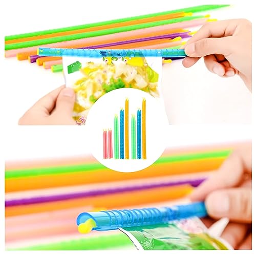 NALACAL Chip Clips Plastic Bag Sealer Sticks, Colorful Food Sealing Clips Fresh-Keeping Sealing Rod for Snack Food Storage, for Freezer Opened Snacks Bag Bread Bag (24 Pcs)(4 Sizes × 6 Pcs)