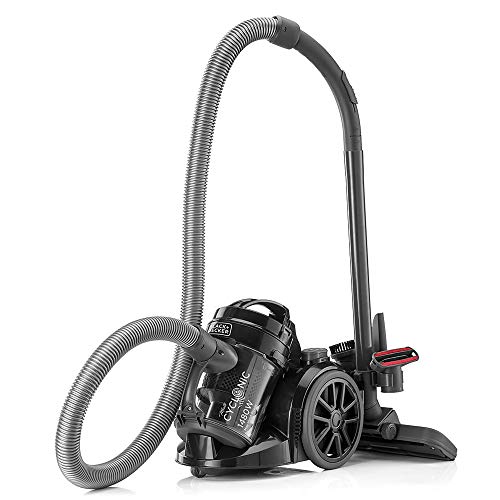 BLACK+DECKER Multi-Cyclonic Bagless Vacuum Cleaner, 1480W, 1.8L Capacity, 6-Stage Filtration, Variable Speed, 143 Air Watts, 5m Cable, Includes Brushes, Powerful & Efficient, Black - VM1480-B5