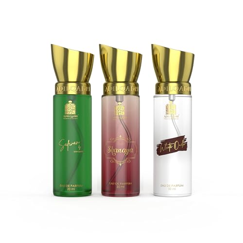 Adilqadri Captivating Trio Luxury Perfume Gift Set (3 x 20ml) | With Shanaya, White Oud, Safwan Perfume, Unisex Strong Woody, Fruity, Amber Long Lasting EDP Fragrance Set