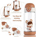 Azonee 500ml Kids Water Bottle with Straw, BPA Free, Lightweight & Leak-Proof, Two Lids, Ideal for School & Sports, Blue (Brown)