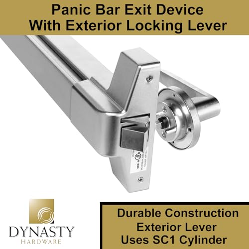 Dynasty Hardware Push Bar Panic Exit Device Aluminium, With Exterior Lever
