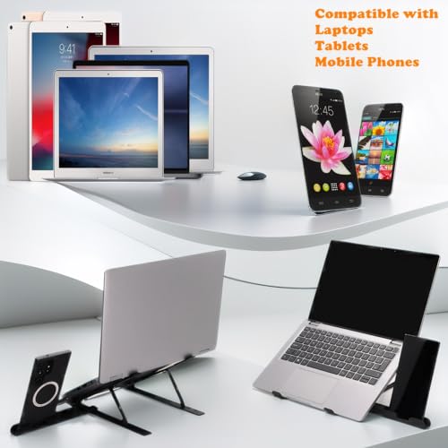 AGGERT Laptop Stand, Laptop Stand for Desk, Adjustable Laptop Stand Holder, Portable Aluminum Stand Riser for Tablet Computer Macbook, HP, Dell, Lenovo & More (Silver)