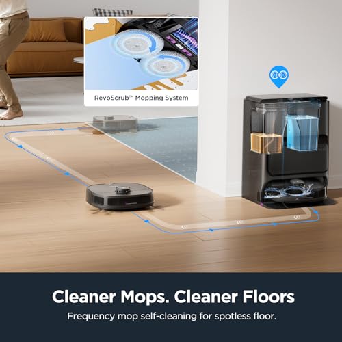 EUREKA Robot Vacuum Cleaner & Mop All-in-One Station, AI 3D Obstacle Detection, Intelligent Pet Bypass, Car Carpet Detection, Ideal Against Pet Hair, App & Voice Control, J12 Black