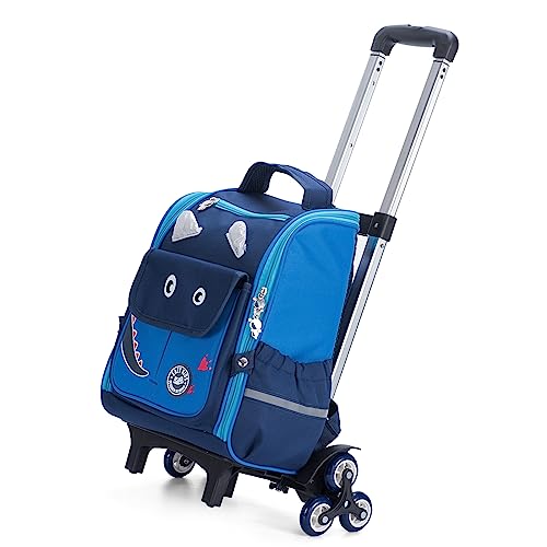 Eazy Kids Dinosaur School Bag wt Trolley - Blue