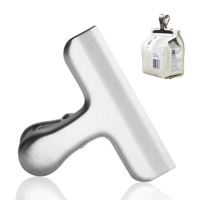 10pcs Metal Chip Food Bag Clips Universal Home Kitchen Food Snack Clips Stainless Steel Snack Bag Sealing Clip Clamp 7.6x6.2cm