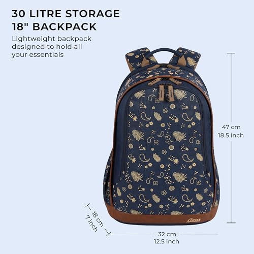 Gear Triumph Summer Print 26L Medium Water Resistant School Bag/College Bag/Daypack/Casual Backack for Girls/Boys/Men/Women (Blue-Beige)
