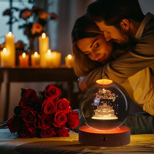 NALACAL Birthday Gifts for Girls and Boys, 3D Crystal Ball Night Light, Birthday Decoration, 16 Colors 4 Modes, Remote Control LED Night Light Unique Birthday Gifts for Men Women