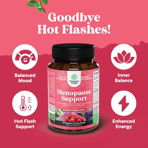 Natures Craft Natural Menopause Supplements for Women - Perfect for Hormonal Balance, Night Sweating & Hot Flashes Menopause Relief - Black Cohosh for Menopause with Resveratrol & Dong Quai