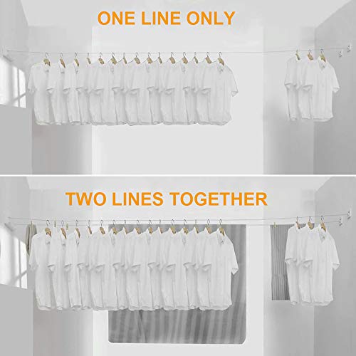 BESy Retractable Clothesline SUS304 Stainless Steel Clothes Dryer with Adjustable Stainless Steel Rope String Hotel Style Heavy Duty,9.2 Feets,Polished Chrome Finish, Round Style
