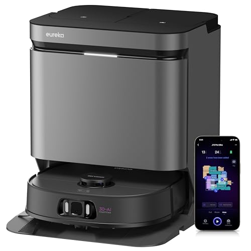 EUREKA Robot Vacuum Cleaner with Mop with Self Cleaning, 16,200 Pa Suction, Auto Mop Hot Water Washing & Hot Air Drying, Anti-Tangle, LDS Navigation, AI Obstacle Avoidance, App & Voice Control, J15