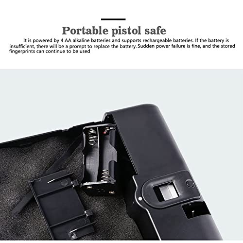 AXNI Gun Safe, Biometric Pistol Safe, Automatic Opening/Fingerprint Recognition (120 Groups), Car Travel Key, Can Store Money/Guns, Low Battery Reminder,OS120