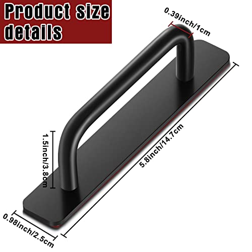 Funrous 6 Inch Adhesive Cabinet Handles Handle Pulls Cabinet Kitchen Pulls Kitchen Cupboard Handles Self Stick Instant Cabinet Pulls Hardware Kitchen Cabinet Handles for Door Knobs (Black, 4 Pcs)