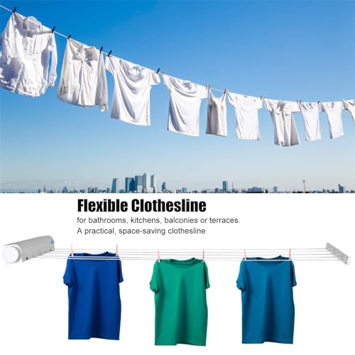 Azonee Retractable Clothesline, Heavy Duty Adjustable Cloth Hanger Rope, Plastic, 5 Lines, 39 cm