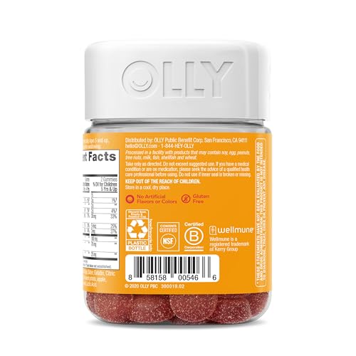 OLLY Kids Immunity Gummy, Immune Support, Wellmune, Elderberry, Vitamin C, Zinc, Chewable Supplement, Cherry - 50 Count