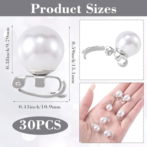30PCS Mini Pearl Hair Clips for Women, Elegant Hair Barrettes, White Pearl Hair Pins for Girls, Cute Pearl Head Accessory for Brides Wedding Parties Daily Use (White)