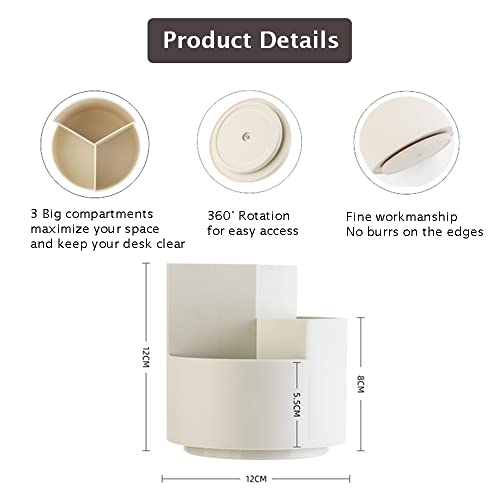 NB NBEST STORAGE IDEALIST Pen Holder-360 degree rotating multi-functional pen holder, 3 separate layer desktop stationery bags, desk organiser, home office art supplies box (White)…