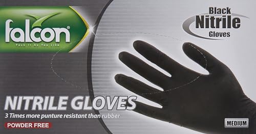 Falcon Nitrile Gloves Powder Free (Medium) black