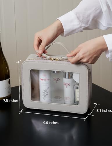 Small Cosmetic Bag for Purse Mini Makeup Bag for School Cute Clear Make Up Pouch for Travel Tiny Leather White Make Up Organizer Case for Backpack Toiletry Bag Waterproof Square Pouch with Zipper