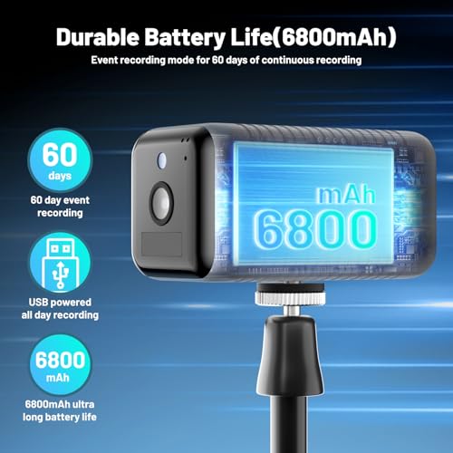 runofast No WiFi Security Camera, 4G LTE Cellular Camera with Virtual SIM Card, Radar Motion Sensor, 2K Indoor & Outdoor Security Camera, 18-Hour Continuous Use, Portable Cellular Trail Camera