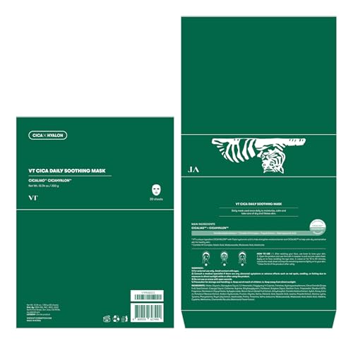 VT COSMETICS Daily Soothing Mask 30ea | Facial Sheet Mask for Moist & Hydrating, 30 Day Supply, Centella Asiatica Face Mask, Instant Calm & Glow, Korean Skincare