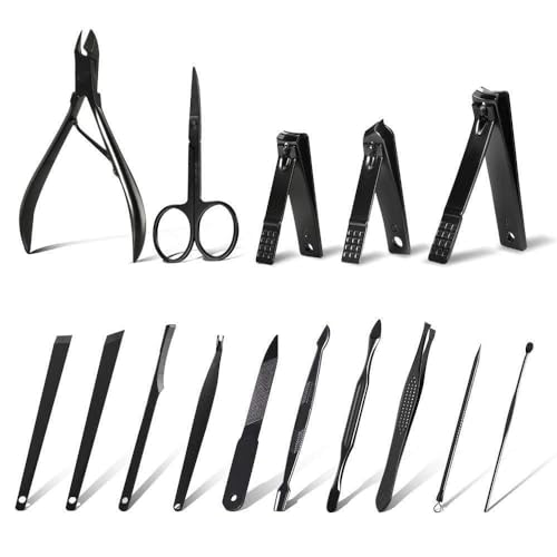 Generic Nail Clipper Set 15 In 1, Nail Swing Out Cleaner File Popular Gifts For Men & Women- Best Nail Care For Manicure Pedicure Home & Travel Manicure Set Red, Black, 11 X 7 X 2 Cm