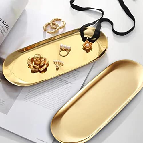 AngelGuard Stainless Steel Tray Plate - Bathroom Vanity Tray - Black Gold Decorative Towel Clutter Serving Platter, 9 Inch