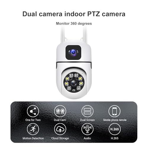 RUBO Safe Live CameraDual-Lens Indoor Camera, 2MP 360° Dual Lens Smart Security Camera, WiFi Wireless Indoor Security CameraMotion Tracking, Dual-Screen Display/Audio, Phone Alerts