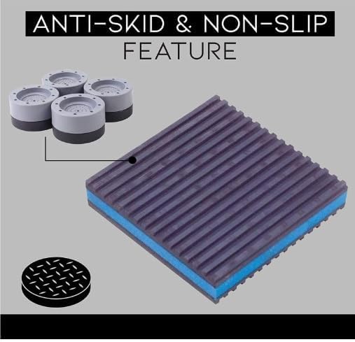 Neoblix 4pcs Shock and Noise Cancelling Washing Machine Support, Washer Dryer Rubber Pads with Suction Cup Feet, Anti Vibrasion Pads, Non Slip Noise Reducing Base