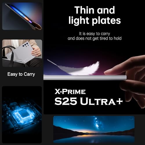 X-Prime S25 Ultra Plus 10.1" Tablet Android 15 | 5G | Dual SIM | HD Display 3000x1440 | Keyboard Stylus | Kids Tablet | Dual Camera | Zoom & Google Meet (Gold)