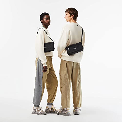 Lacoste Unisex Recycled Fiber Zipped Crossover Bag, Black