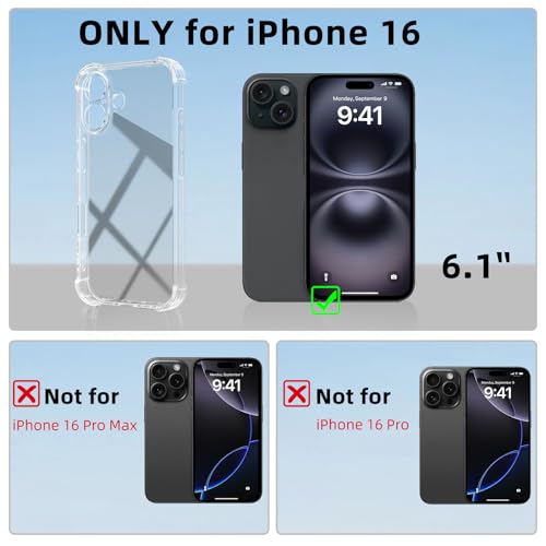 ZenGoose Case Compatible with iPhone 16 Case, Crystal Clear Case Designed for iPhone 16 Clear Case with 4 Corners Shockproof Protection and Full Camera Protection Anti-Fall Clear Case