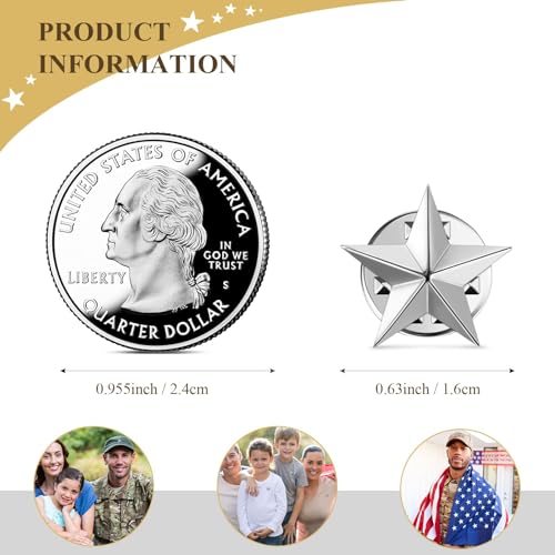 Excefore Silver Star Lapel Pin, Metal Enamel Pin for Backpack/Bag/Jeans Clothes Badge, Brooch Jewelry, Hat Clothing Accessories Five-Pointed Star 25PCS