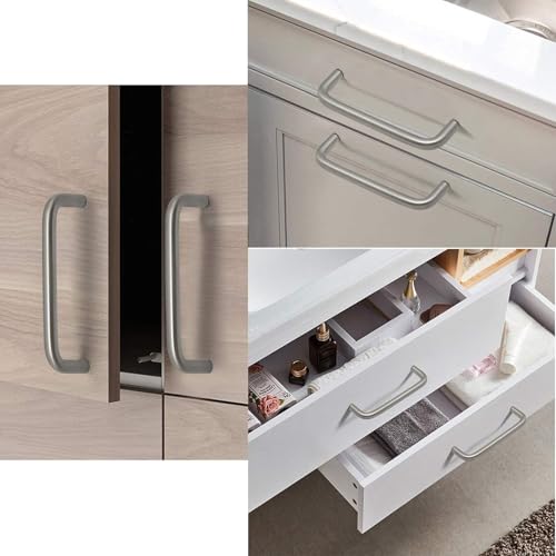 4basix Stainless Steel Solid Round Handle, 100 mm Hole Centers U-Shaped Cabinet Hardware Pull for Bedroom Bathroom Kitchen Cabinets Door (2, 100mm/4")