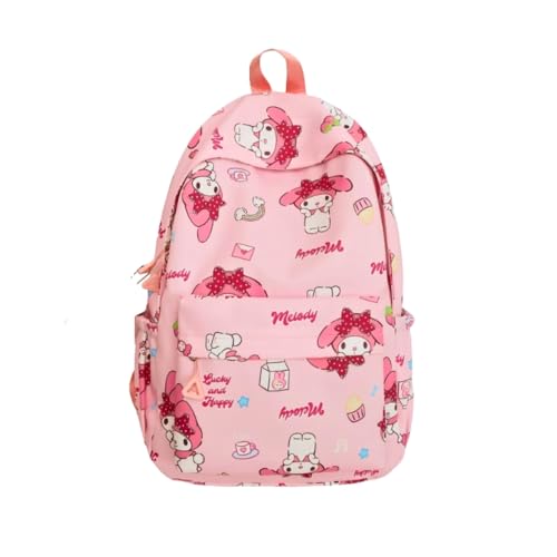 Cute Melody Cartoon Print Backpack, Pink, School Bag with Bow Design