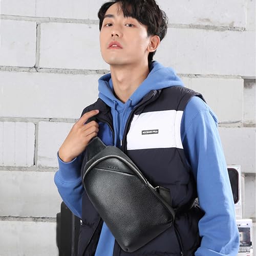 Bopai Unisex Premium Side Sling Bag Water Resistant Cow Hide Leather Crossbody Bag for Travel Office Business Casual, BO-SL901
