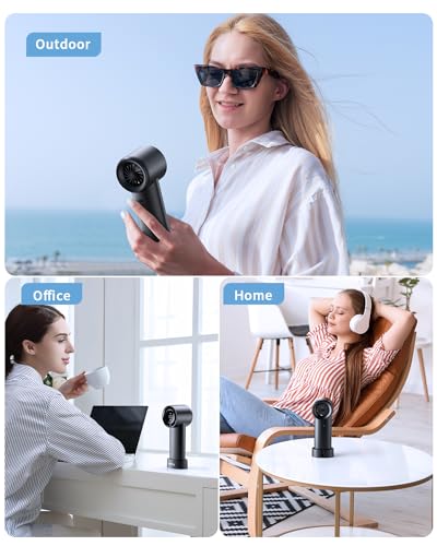 coldSky Portable Handheld Turbo Fan, 5 Speed Adjustable Personal Small Fan With Digital Display, Powerful High Speed 6000mAh Battery Operated Cooling Fan With Base For Outdoors, Travel, Home, Desk